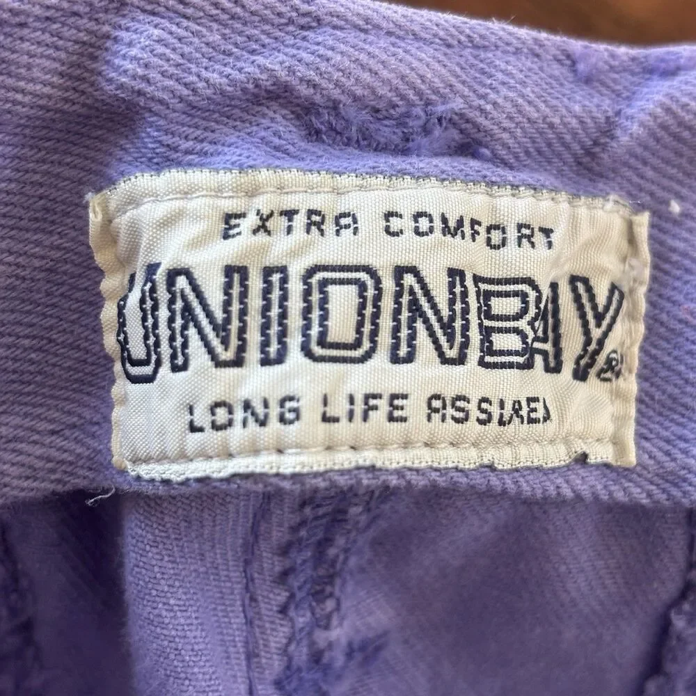 Vintage Unionbay Womens Long Shorts 9/10 24 Purple Denim 90s Bermuda Jorts Baggy